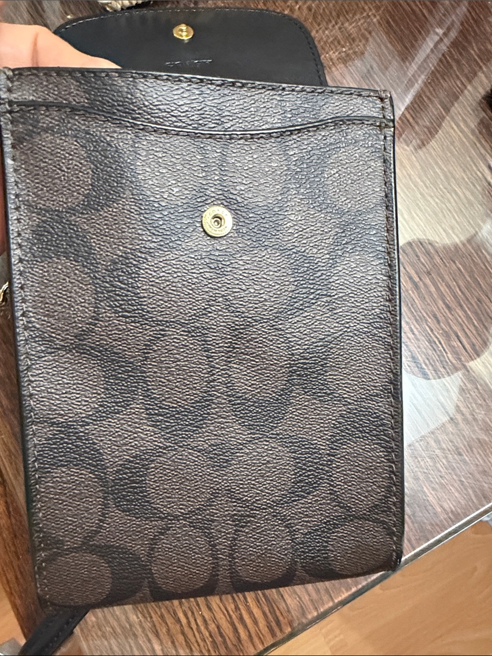 Coach Black Leather & C Pattern Brown Signature Crossbody Phone Pouch - Picture 15 of 16